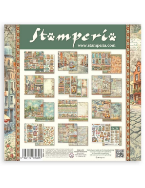 Pochette de 10 feuilles recto verso Stamperia Art of travelling