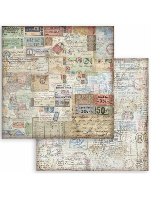 Pochette de 10 feuilles recto verso Stamperia Art of travelling
