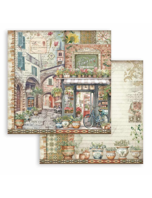 Pochette de 10 feuilles recto verso Stamperia Art of travelling