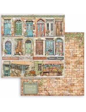 Pochette de 10 feuilles recto verso Stamperia Art of travelling