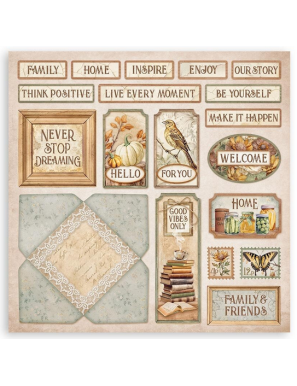 Pochette de 22 feuilles recto Stamperia Golden Harmony