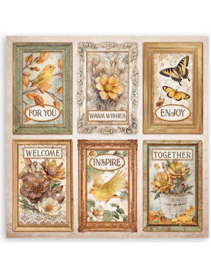 Pochette de 22 feuilles recto Stamperia Golden Harmony