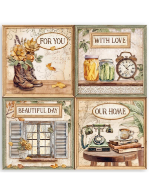 Pochette de 22 feuilles recto Stamperia Golden Harmony