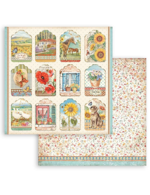 Pochette de 10 feuilles recto verso Stamperia Sunflower