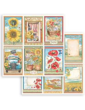 Pochette de 10 feuilles recto verso Stamperia Sunflower