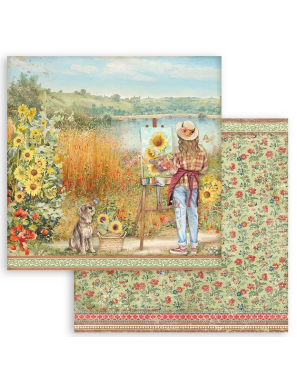 Pochette de 10 feuilles recto verso Stamperia Sunflower