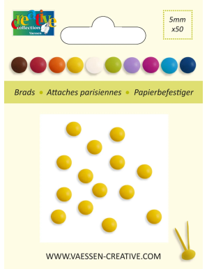 50 Attaches parisiennes 5mm rondes jaune VAESSEN CREATIVE