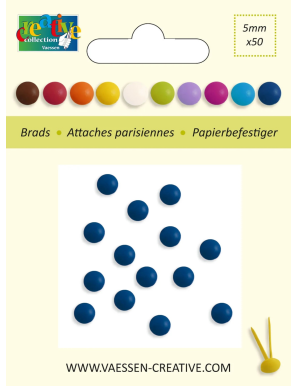 50 Attaches parisiennes 5mm rondes bleues VAESSEN CREATIVE