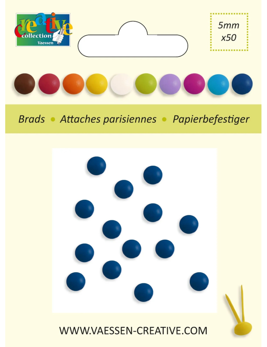 50 Attaches parisiennes 5mm rondes bleues VAESSEN CREATIVE