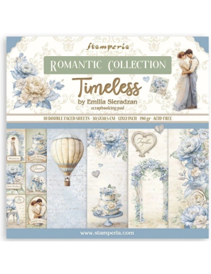 Pochette de 10 feuilles recto verso Stamperia Timeless