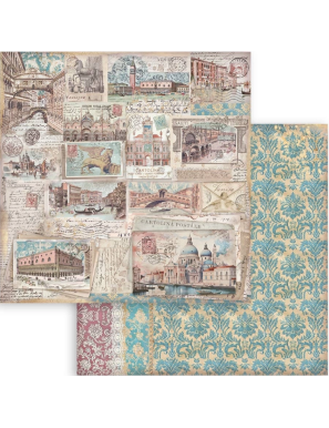 Pochette de 10 feuilles recto verso Stamperia Venice city of art