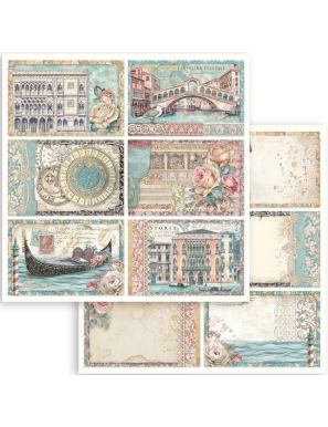 Pochette de 10 feuilles recto verso Stamperia Venice city of art