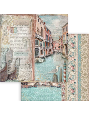 Pochette de 10 feuilles recto verso Stamperia Venice city of art