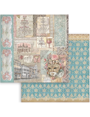 Pochette de 10 feuilles recto verso Stamperia Venice city of art