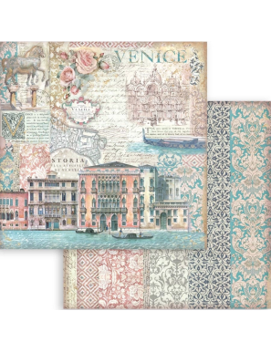Pochette de 10 feuilles recto verso Stamperia Venice city of art