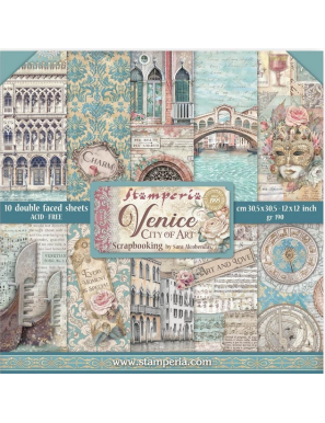 Pochette de 10 feuilles recto verso Stamperia Venice city of art