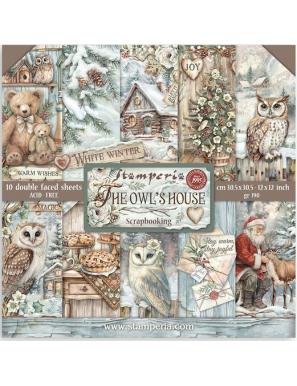Pochette de 10 feuilles recto verso Stamperia The Owl's House