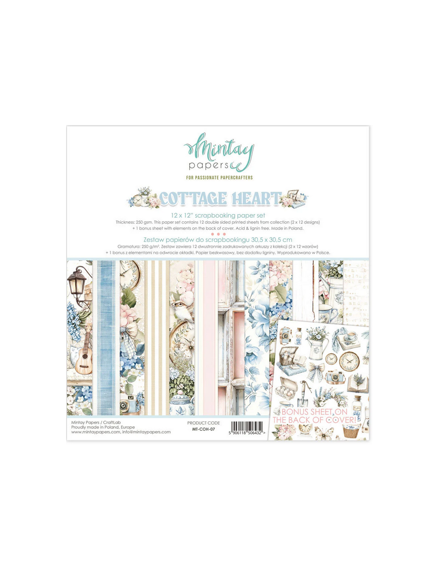 Pochette de 13 feuilles recto verso Cottage Heart MINTAY
