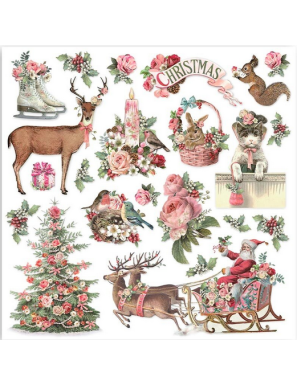 Pochette de 10 feuilles recto verso Stamperia Pink Christmas