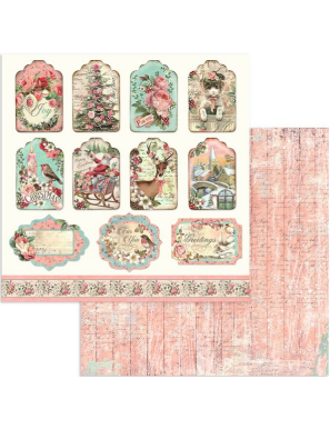 Pochette de 10 feuilles recto verso Stamperia Pink Christmas