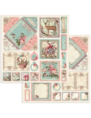 Pochette de 10 feuilles recto verso Stamperia Pink Christmas