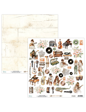 Pochette de 13 feuilles recto verso Music garden MINTAY