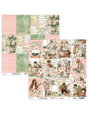 Pochette de 13 feuilles recto verso Music garden MINTAY