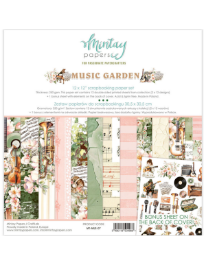Pochette de 13 feuilles recto verso Music garden MINTAY