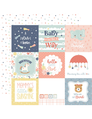 Pochette de 12 feuilles recto verso Baby On Board It's a Girl! ECHO PARK