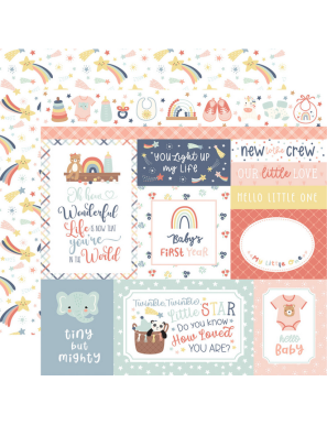 Pochette de 12 feuilles recto verso Baby On Board It's a Girl! ECHO PARK