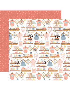 Pochette de 12 feuilles recto verso Baby On Board It's a Girl! ECHO PARK