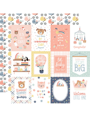 Pochette de 12 feuilles recto verso Baby On Board It's a Girl! ECHO PARK