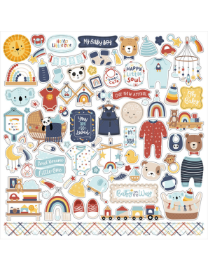 Pochette de 12 feuilles recto verso Baby On Board It's a Boy! ECHO PARK