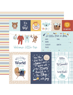 Pochette de 12 feuilles recto verso Baby On Board It's a Boy! ECHO PARK