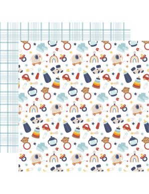 Pochette de 12 feuilles recto verso Baby On Board It's a Boy! ECHO PARK