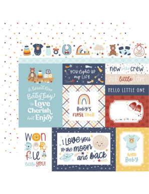 Pochette de 12 feuilles recto verso Baby On Board It's a Boy! ECHO PARK