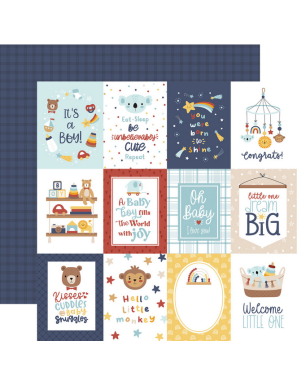 Pochette de 12 feuilles recto verso Baby On Board It's a Boy! ECHO PARK