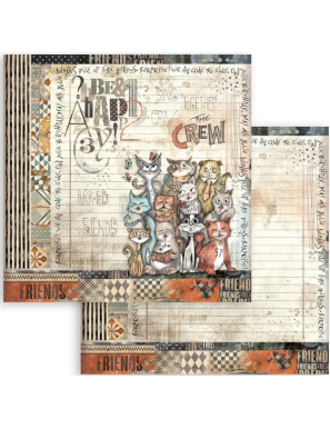 Pochette de 10 feuilles recto verso Stamperia Furry Friends