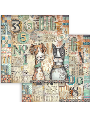 Pochette de 10 feuilles recto verso Stamperia Furry Friends