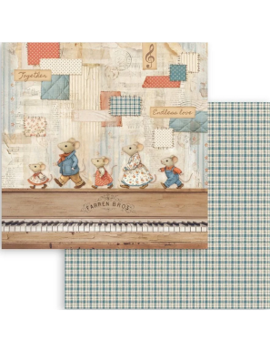 Pochette de 10 feuilles recto verso Stamperia Family