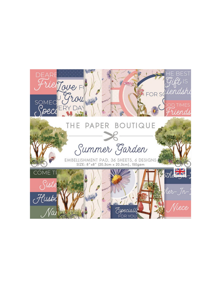 Pochette de 36 feuilles 20,5cm x 20,5cm Summer Garden