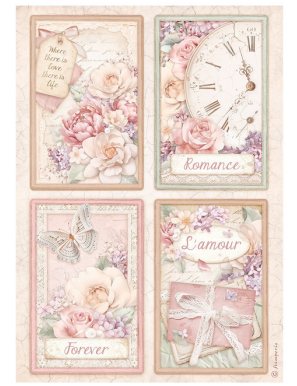 Set de 6 papiers de riz assortis A4 Romance forever Stamperia