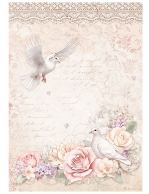 Set de 6 papiers de riz assortis A4 Romance forever Stamperia
