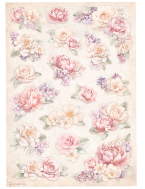 Set de 6 papiers de riz assortis A4 Romance forever Stamperia