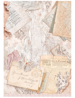 Set de 6 papiers de riz assortis A4 Romance forever Stamperia