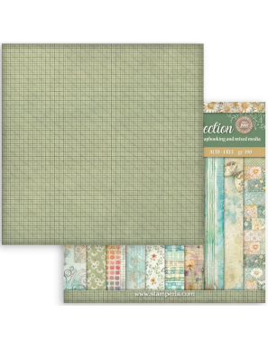Pochette de 10 feuilles recto verso Stamperia Daisy art maxi backgrounds
