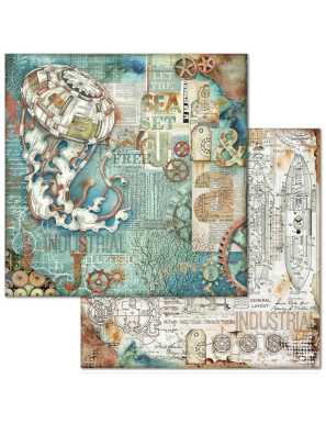 Pochette de 10 feuilles recto verso Sea World Stamperia