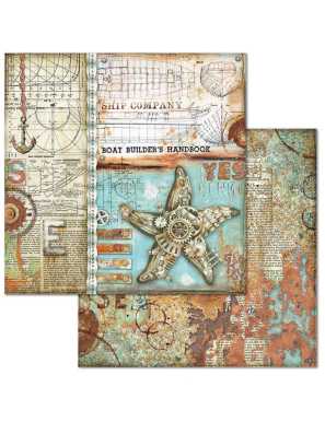 Pochette de 10 feuilles recto verso Sea World Stamperia