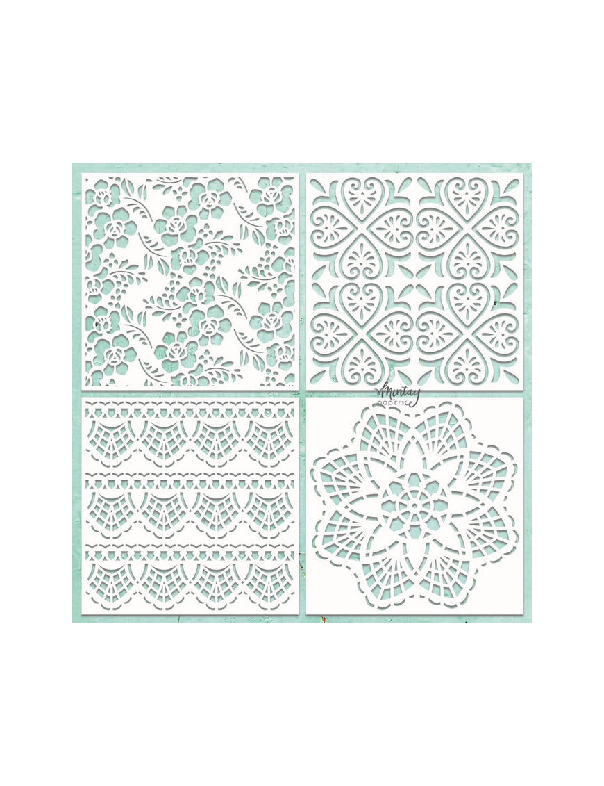 Die-cuts en chipboard dentelle et arabesques - MINTAY