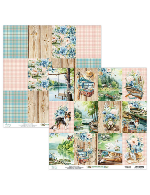 Pochette de 13 feuilles recto verso By the lake MINTAY
